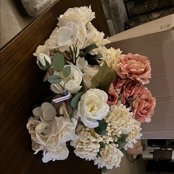 Ashland Cream and Pink Faux Floral Arrangement - Picture 2 of 6